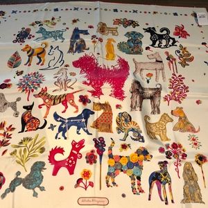 Ferragamo Dog Print Silk Scarf